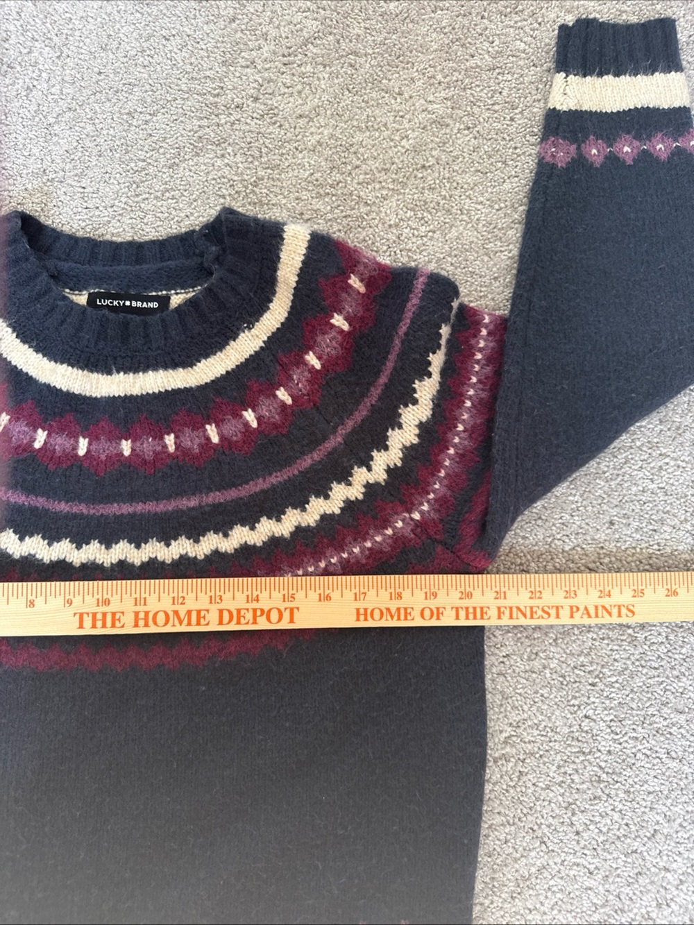 Lucky Brand Fair Isle Wool Blend Sweater Womens Sz M Alpine Timeless Cozy Nordic - Picture 4 of 7
